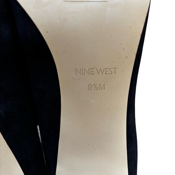 Nine West Joeysgirl black suede high heel pumps block heel shoes US size 9.5M - Picture 5 of 11